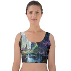 Fantastic World Fantasy Painting Velvet Crop Top