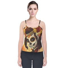 Fantasy Girl Art Velvet Spaghetti Strap Top