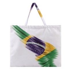 Flag Of Brazil Zipper Large Tote Bag by Sapixe