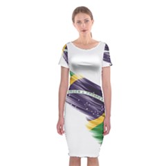 Flag Of Brazil Classic Short Sleeve Midi Dress by Sapixe