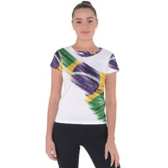 Flag Of Brazil Short Sleeve Sports Top  by Sapixe