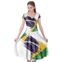 Flag Of Brazil Cap Sleeve Wrap Front Dress by Sapixe