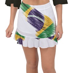 Flag Of Brazil Fishtail Mini Chiffon Skirt