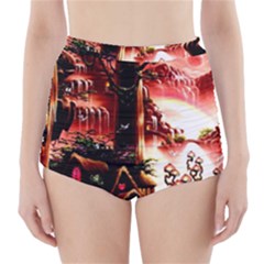 Fantasy Art Story Lodge Girl Rabbits Flowers High-waisted Bikini Bottoms by Sapixe