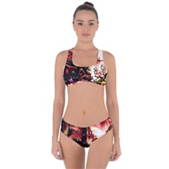 Fantasy Art Story Lodge Girl Rabbits Flowers Criss Cross Bikini Set by Sapixe