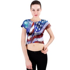 Flag Usa United States Of America Images Independence Day Crew Neck Crop Top by Sapixe