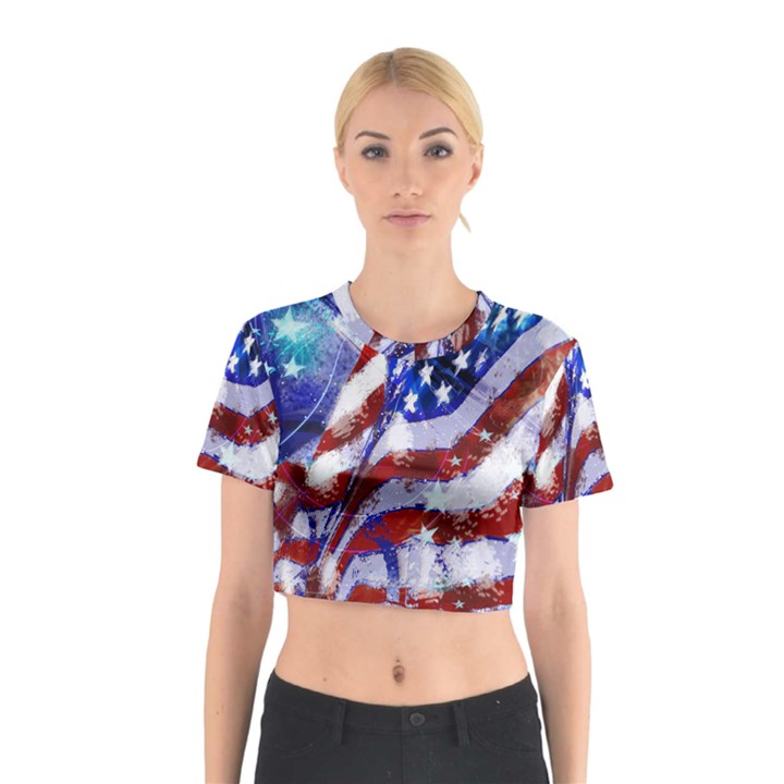 Flag Usa United States Of America Images Independence Day Cotton Crop Top