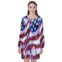 Flag Usa United States Of America Images Independence Day Long Sleeve Chiffon Shift Dress  View1