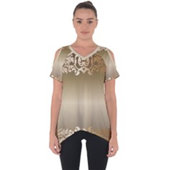 Floral Decoration Cut Out Side Drop Tee by Sapixe