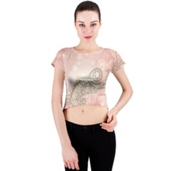 Wonderful Soft Flowers With Floral Elements Crew Neck Crop Top by FantasyWorld7