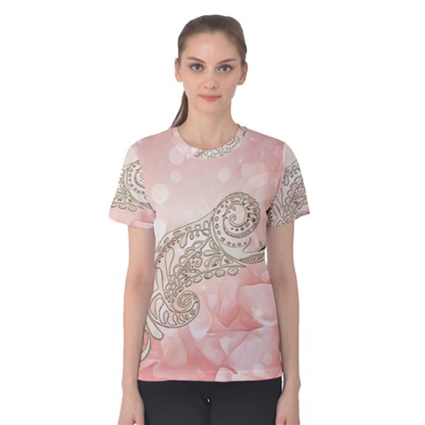 Wonderful Soft Flowers With Floral Elements Women s Cotton Tee by FantasyWorld7