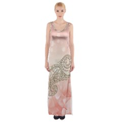 Wonderful Soft Flowers With Floral Elements Maxi Thigh Split Dress by FantasyWorld7