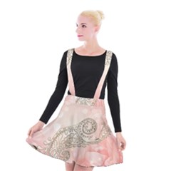 Wonderful Soft Flowers With Floral Elements Suspender Skater Skirt by FantasyWorld7