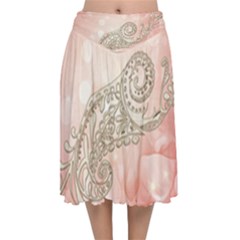 Wonderful Soft Flowers With Floral Elements Velvet Flared Midi Skirt by FantasyWorld7