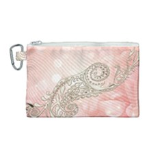 Wonderful Soft Flowers With Floral Elements Canvas Cosmetic Bag (medium) by FantasyWorld7