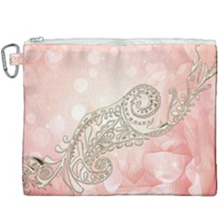 Wonderful Soft Flowers With Floral Elements Canvas Cosmetic Bag (xxxl) by FantasyWorld7