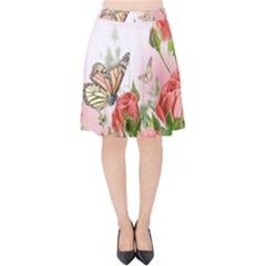 Flora Butterfly Roses Velvet High Waist Skirt by Sapixe