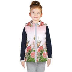 Flora Butterfly Roses Kid s Hooded Puffer Vest by Sapixe