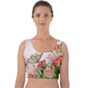 Flora Butterfly Roses Velvet Crop Top View1