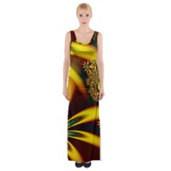 Floral Design Computer Digital Art Design Illustration Maxi Thigh Split Dress