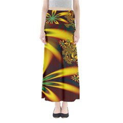 Floral Design Computer Digital Art Design Illustration Full Length Maxi Skirt by Sapixe