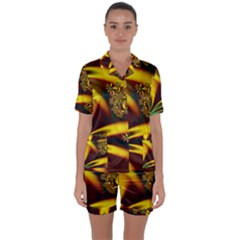 Floral Design Computer Digital Art Design Illustration Satin Short Sleeve Pyjamas Set by Sapixe