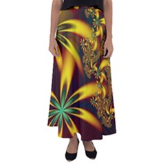 Floral Design Computer Digital Art Design Illustration Flared Maxi Skirt by Sapixe