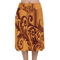 Floral Vintage Velvet Flared Midi Skirt