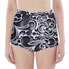 Floral High Contrast Pattern High-waisted Bikini Bottoms by Sapixe