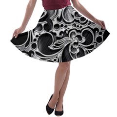 Floral High Contrast Pattern A-line Skater Skirt by Sapixe