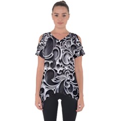 Floral High Contrast Pattern Cut Out Side Drop Tee by Sapixe