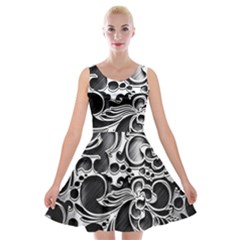 Floral High Contrast Pattern Velvet Skater Dresses by Sapixe