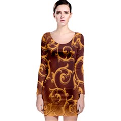 Floral Vintage Long Sleeve Bodycon Dress by Sapixe