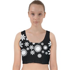 Flower Power Flowers Ornament Velvet Racer Back Crop Top