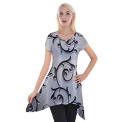 Floral Short Sleeve Side Drop Tunic by Sapixe