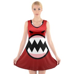 Funny Angry V-neck Sleeveless Skater Dress by Sapixe