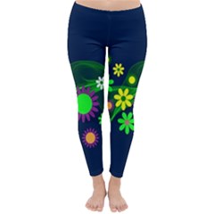 Flower Power Flowers Ornament Classic Winter Leggings by Sapixe