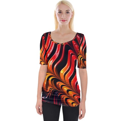 Fractal Mathematics Abstract Wide Neckline Tee by Sapixe