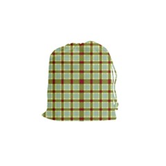 Geometric Tartan Pattern Square Drawstring Pouches (small)  by Sapixe