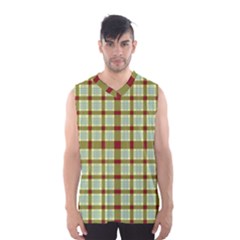 Geometric Tartan Pattern Square Men s Basketball Tank Top by Sapixe