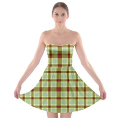 Geometric Tartan Pattern Square Strapless Bra Top Dress by Sapixe