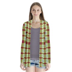 Geometric Tartan Pattern Square Drape Collar Cardigan by Sapixe