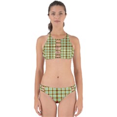 Geometric Tartan Pattern Square Perfectly Cut Out Bikini Set by Sapixe