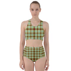 Geometric Tartan Pattern Square Racer Back Bikini Set by Sapixe