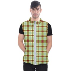 Geometric Tartan Pattern Square Men s Puffer Vest by Sapixe