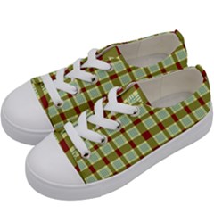 Geometric Tartan Pattern Square Kids  Low Top Canvas Sneakers by Sapixe