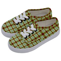 Geometric Tartan Pattern Square Kids  Classic Low Top Sneakers by Sapixe