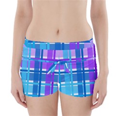 Gingham Pattern Blue Purple Shades Boyleg Bikini Wrap Bottoms by Sapixe