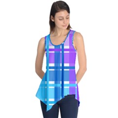 Gingham Pattern Blue Purple Shades Sleeveless Tunic