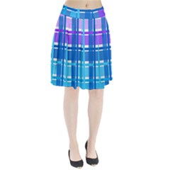 Gingham Pattern Blue Purple Shades Pleated Skirt by Sapixe